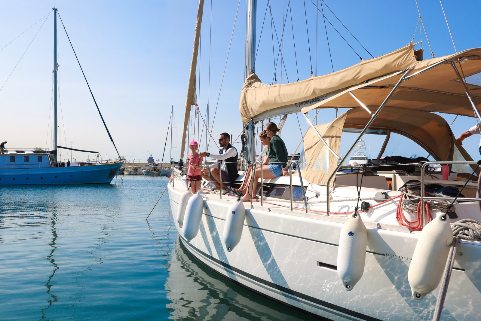 Students training on a sailing yacht during the RYA Competent Crew and Day Skipper course
