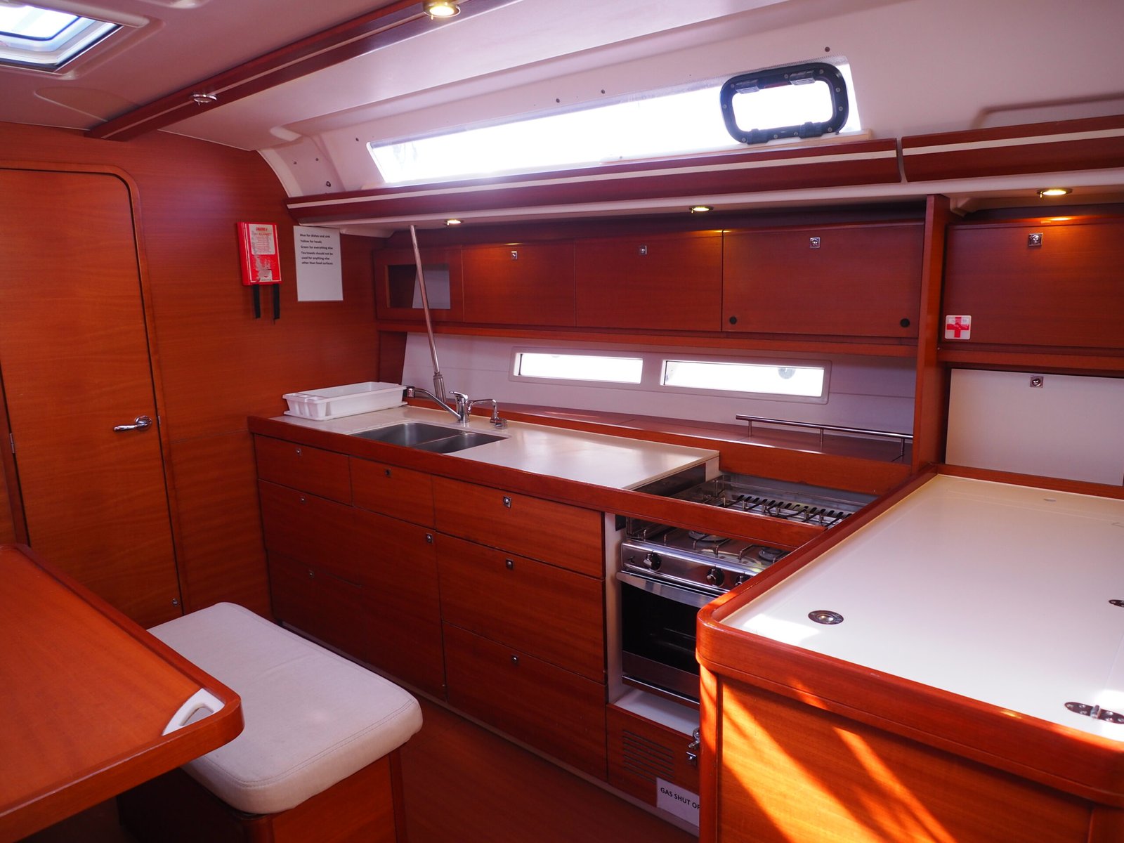 Inside the kitchen of a sailing vessel